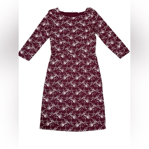 Boden Penny Dress Wild Horse Print Sheath Pencil Knee Length 3/4 Sleeve Red 6R - Picture 5 of 12